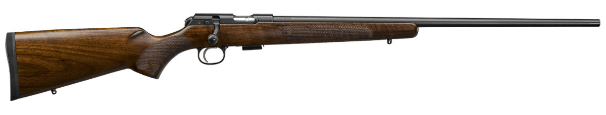 CZ-USA 02312 CZ 457 American Full Size 17 HMR 5+1 24" Black Nitride Black Nitride Steel Receiver Turkish Walnut Fixed American Style Stock Right Hand