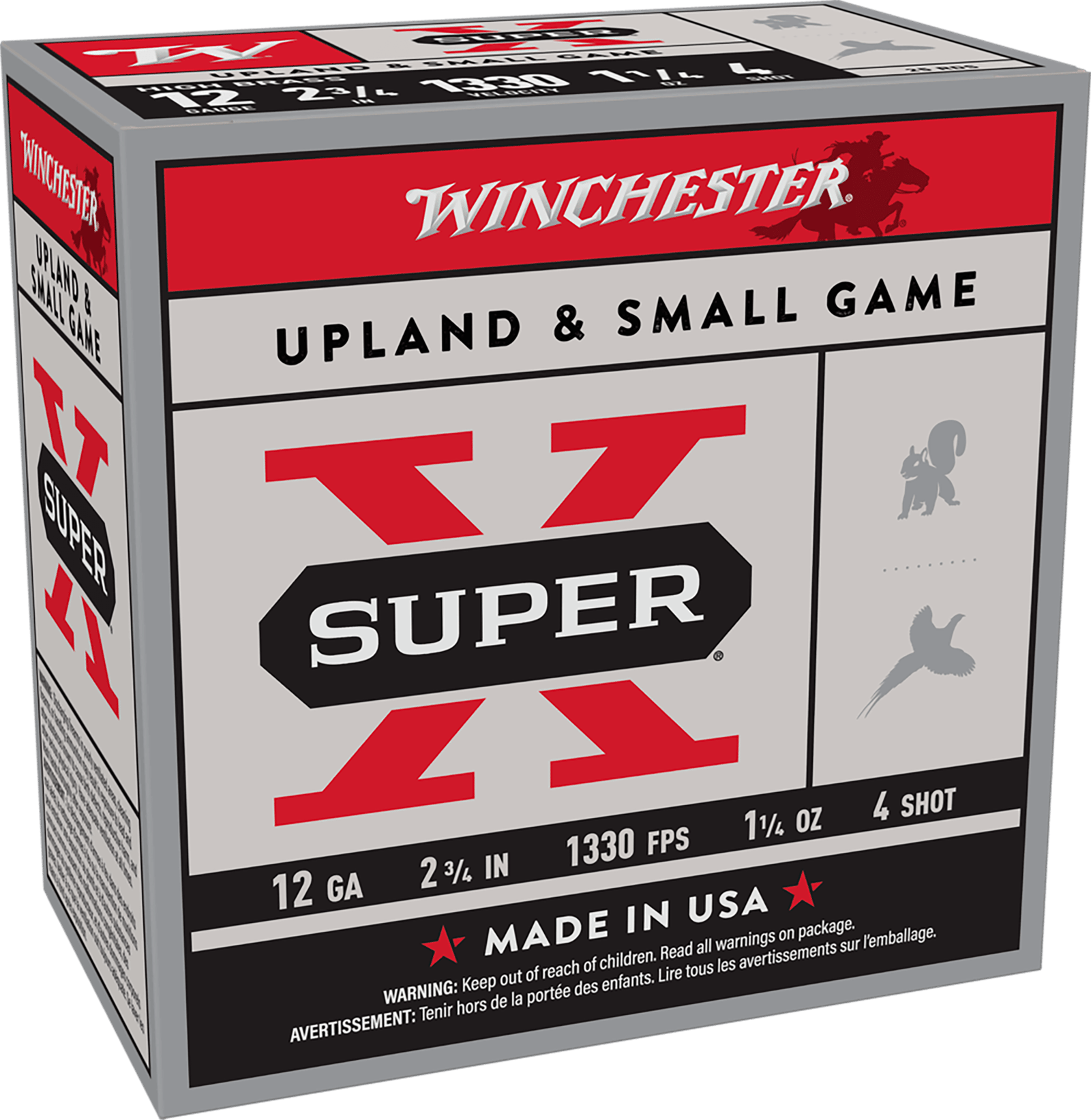 Winchester Ammo X124 Super X Game Load High Brass 12Gauge 2.75" 1 1/4oz 4Shot 25 Per Box/10 Case
