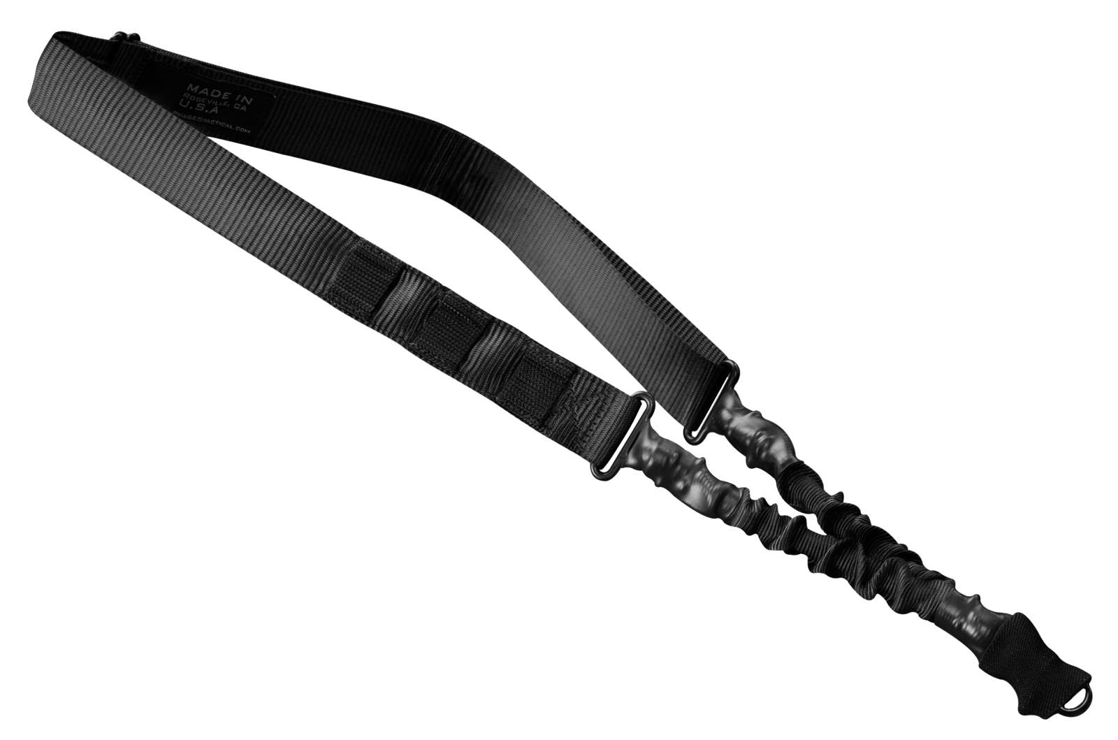 Phase 5 Weapon Systems SLGBLK Single Point Sling Black Nylon Strap w/Elastic Shock-Cord 24.50-33.50" OAL Adjustable Bungee