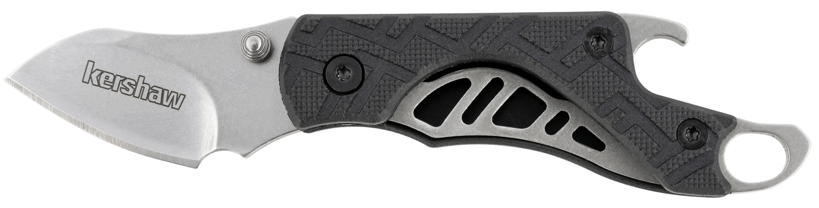 Kershaw 1025X Cinder  1.40" Folding Drop Point Plain Stonewashed 3Cr13MoV SS Blade Black Glass-Filled Nylon Handle Includes Key Ring