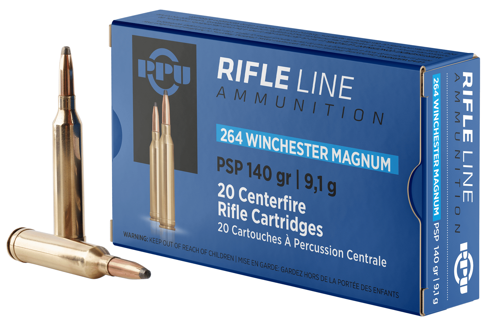 PPU PP264 Standard Rifle  264WinMag 140gr Pointed Soft Point 20 Per Box/10 Case