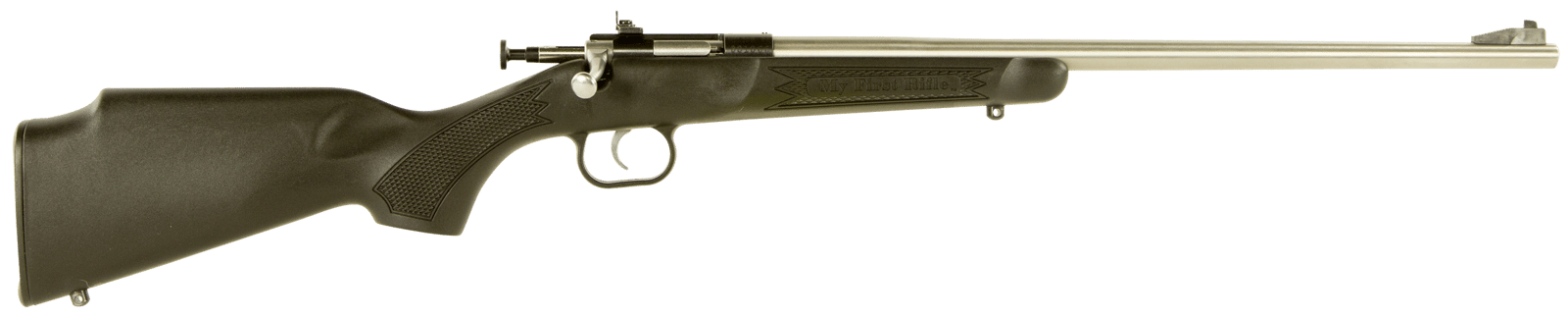 Crickett KSA2245 Youth  22 LR 1rd  16.12" Stainless Steel Barrel, Fixed Front/Adjustable Rear Peep Sights, Black Synthetic Stock w/11.5" LOP, Rebounding Firing Pin Safety