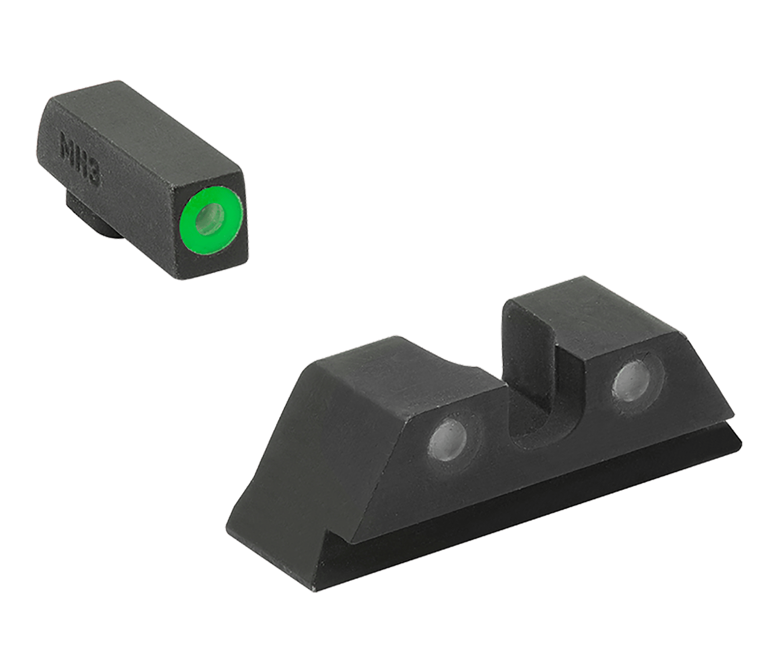 Meprolight USA 402243111 Hyper-Bright Sight Set Green Tritium/Black Frame Compatible w/Glock 17/17L/19/22/23, Post/Dovetail Mount