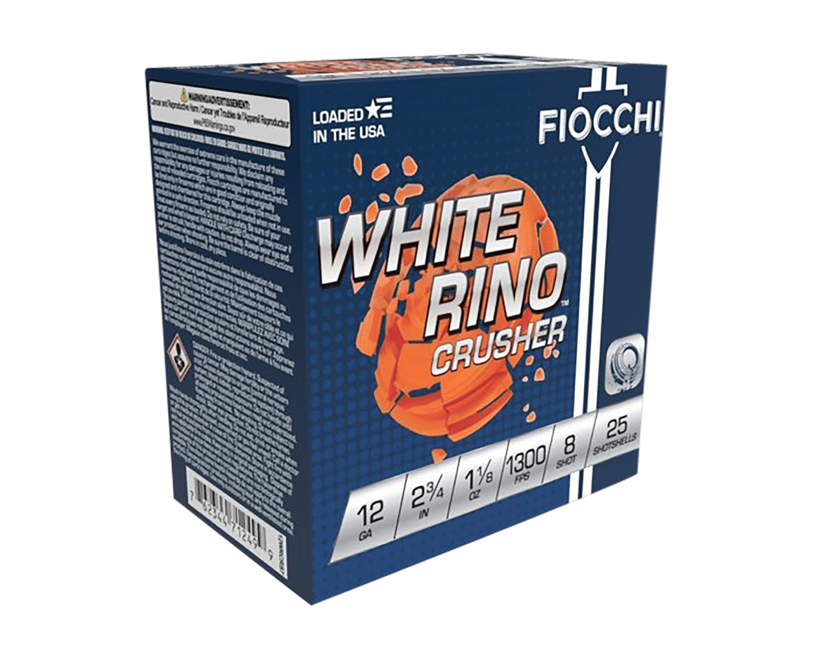 Fiocchi 12WRCRS8 Exacta Target White Rino Crusher 12Gauge 2.75" 1 1/8oz 8Shot 25 Per Box/10 Case
