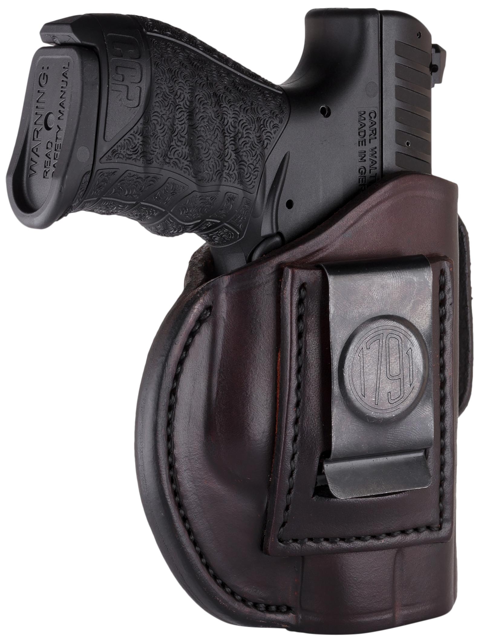 1791 Gunleather 4WH3SBRR 4-Way  IWB/OWB Size 03 Signature Brown Leather Belt Clip Compatible w/Glock 26/Ruger LC9/S&W M&P Shield/2.0 9/40 Right Hand