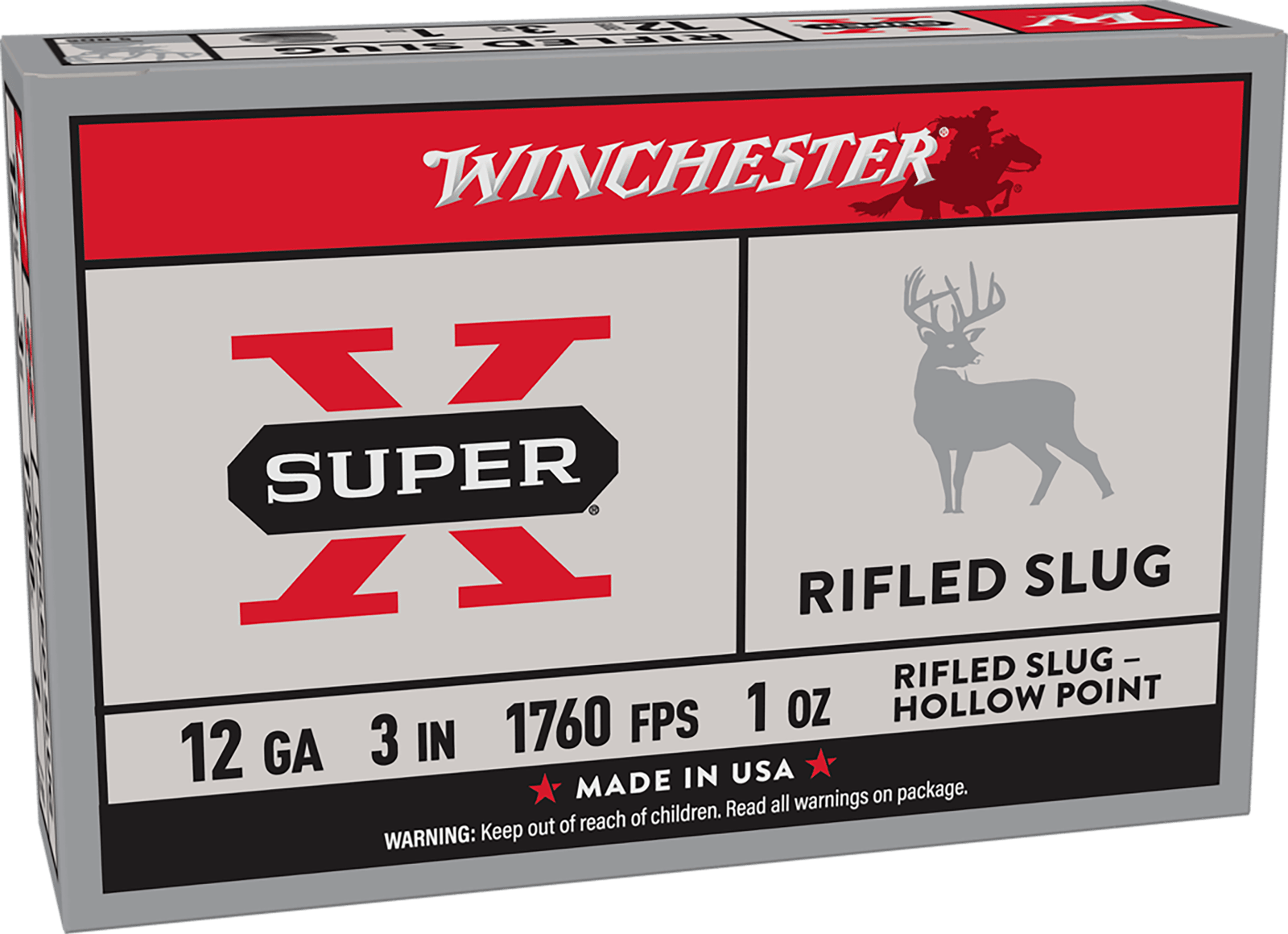 Winchester Ammo X123RS15 Super X  12Gauge 3" 1oz Rifled Slug Shot 5 Per Box/50 Case
