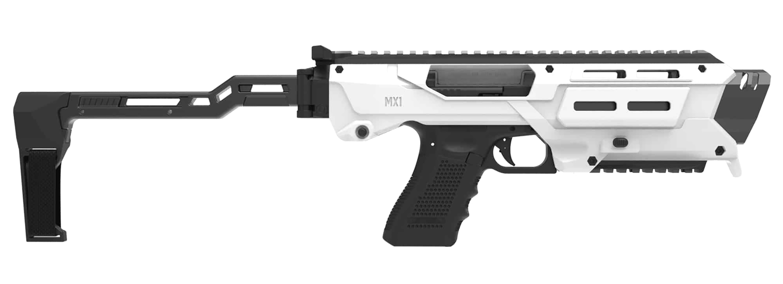 Meta Tactical Llc MX1-PS-WT MX-1 Conversion Kit Compatible w/Glock, White Aluminum Frame w/M-LOK & Picatinny Rail, Black Polymer Folding Stabilizer