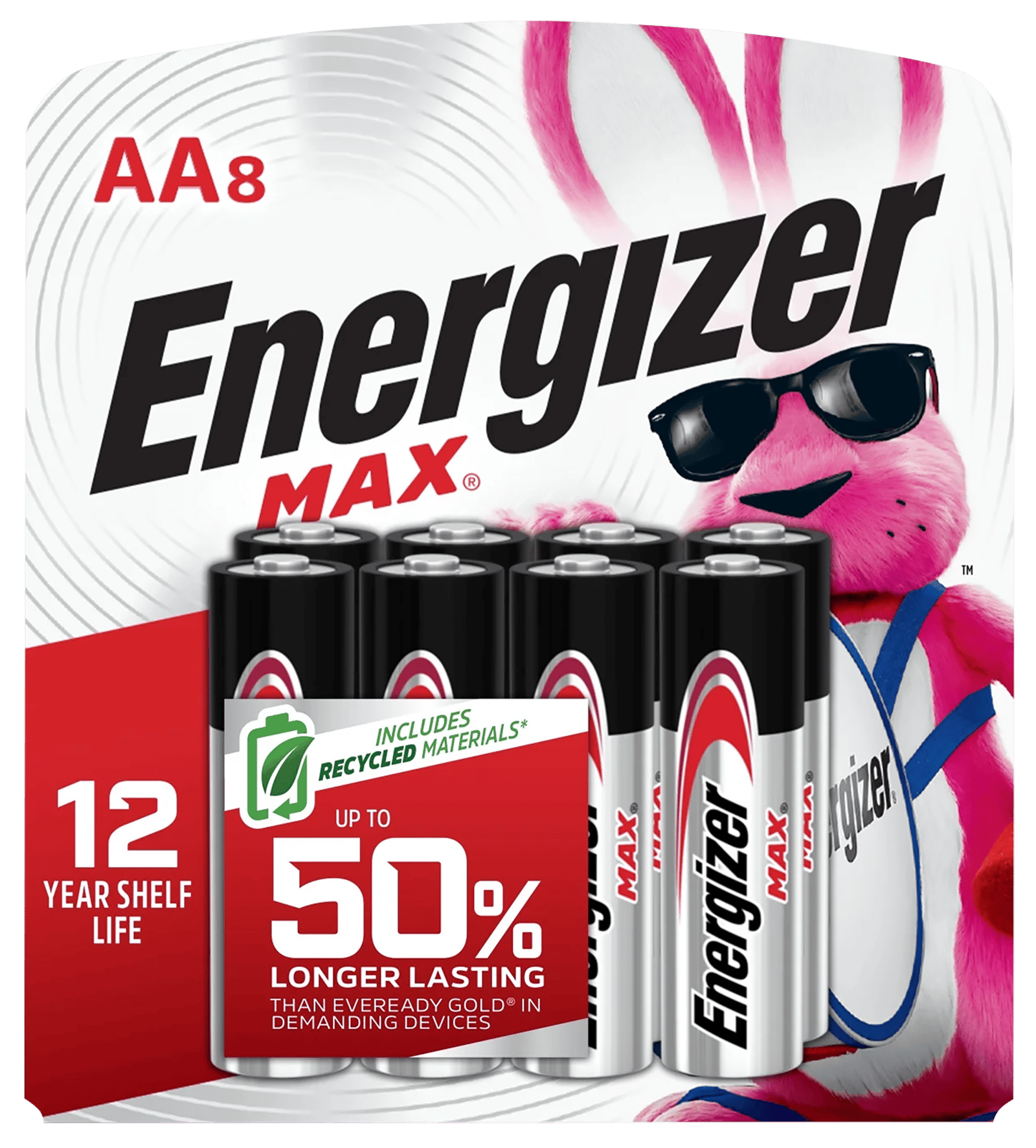Energizer E91MP8 AA Max Silver 1.5V Alkaline, Qty (8) Single Pack