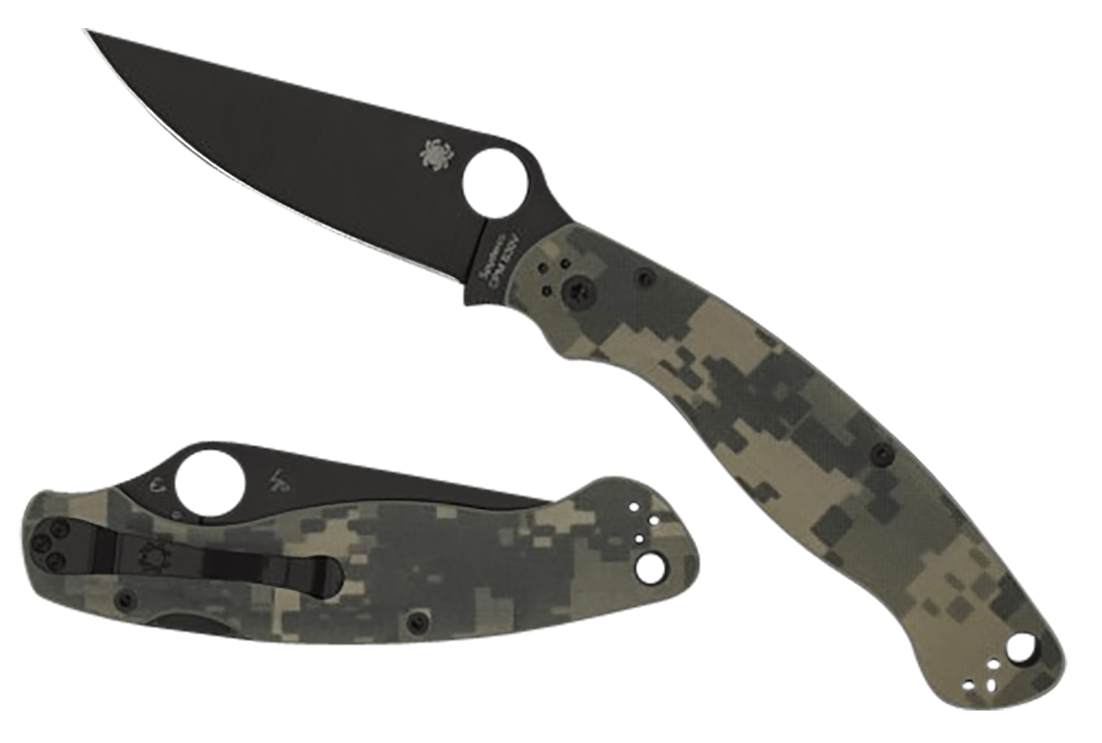Spyderco C36GPCMOBK2 Military 2  4" Folding Plain Black DLC CPM S30V SS Blade/ Digital Camo G10 Handle Includes Pocket Clip