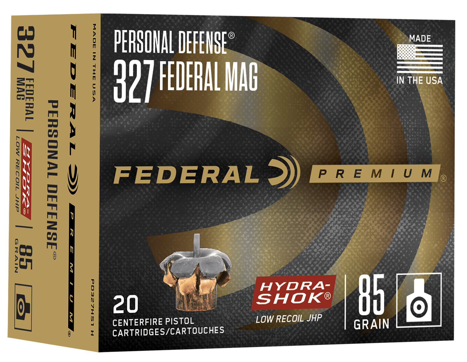 Federal PD327HS1H Hydra-Shok  327Federal Mag 85gr Jacketed Hollow Point 20 Per Box/10 Case