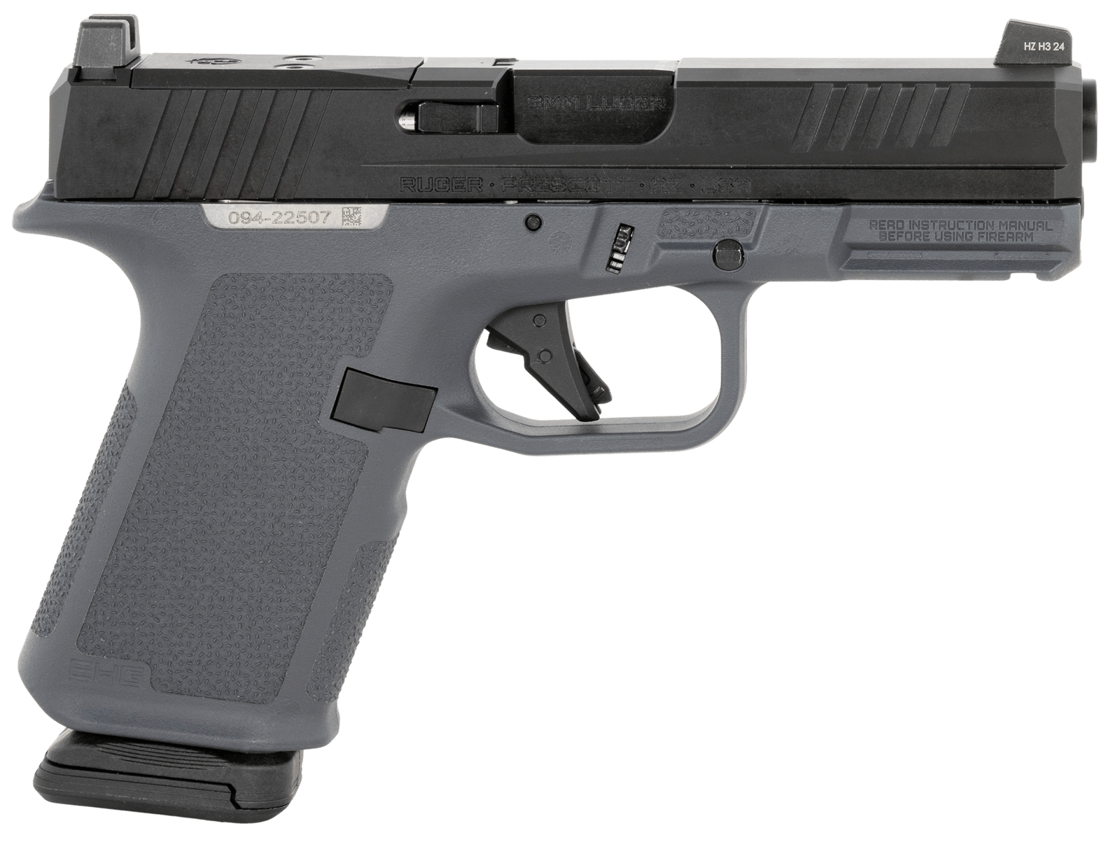 Ruger 19400 RXM  9mm 15+1 4" Black FNC Nitride Steel Barrel, Black FNC Nitride Optic Ready/Serrated Alloy Steel Slide, Stealth Gray Polymer Frame w/Accessory Rail, Stealth Gray Magpul Enhanced Grip