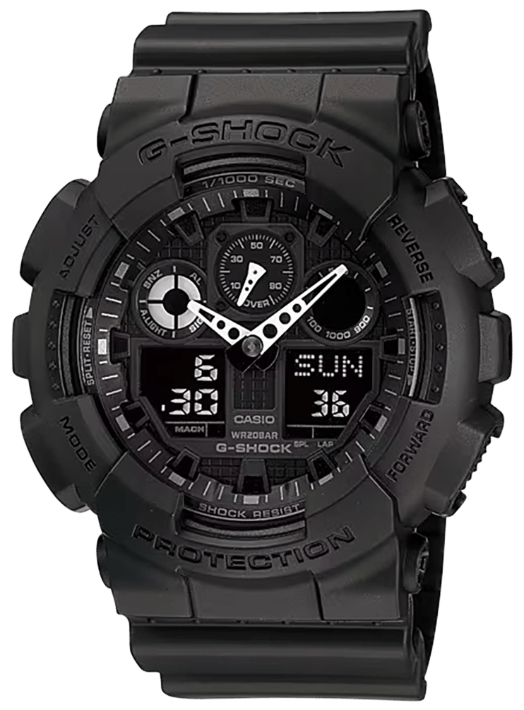 G-shock/vlc Distribution GA1001A1 G-Shock Tactical XL 52mm Keep Time Black Features Stopwatch/Speedometer