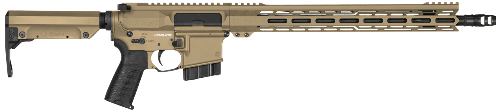 CMMG 28A670CCT Resolute MK4 22 ARC Black Nitride Threaded Barrel, Coyote Tan Cerakote Picatinny Rail Aluminum Receiver, M-LOK Handguard, Black Synthetic CMMG 6 Position RipStock, Black Polymer Grip