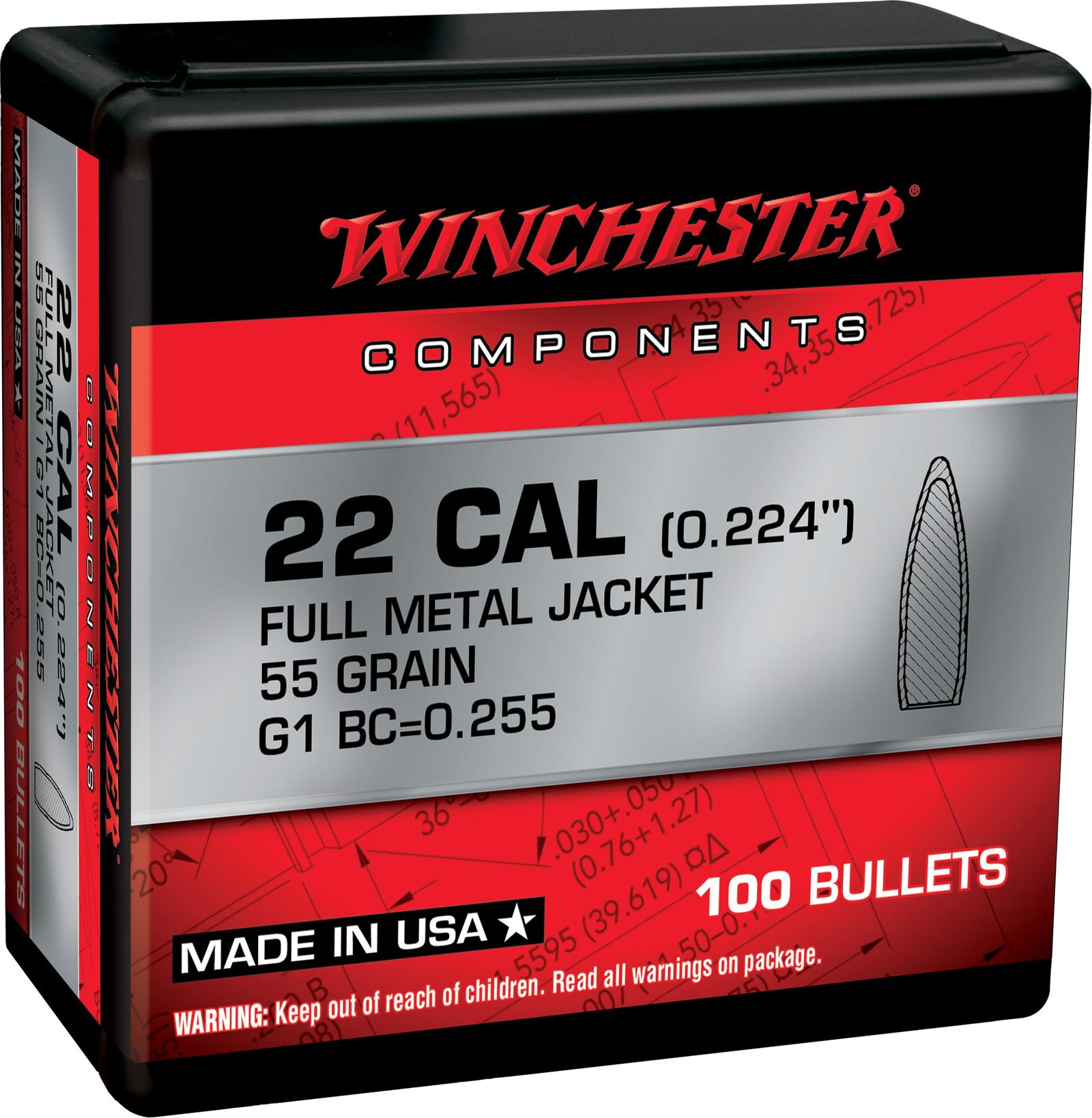 Winchester Ammo WB556MC55X Centerfire Rifle  5.56x45mmNATO 55gr Full Metal Jacket Boat Tail 100 Per Box/10 Case