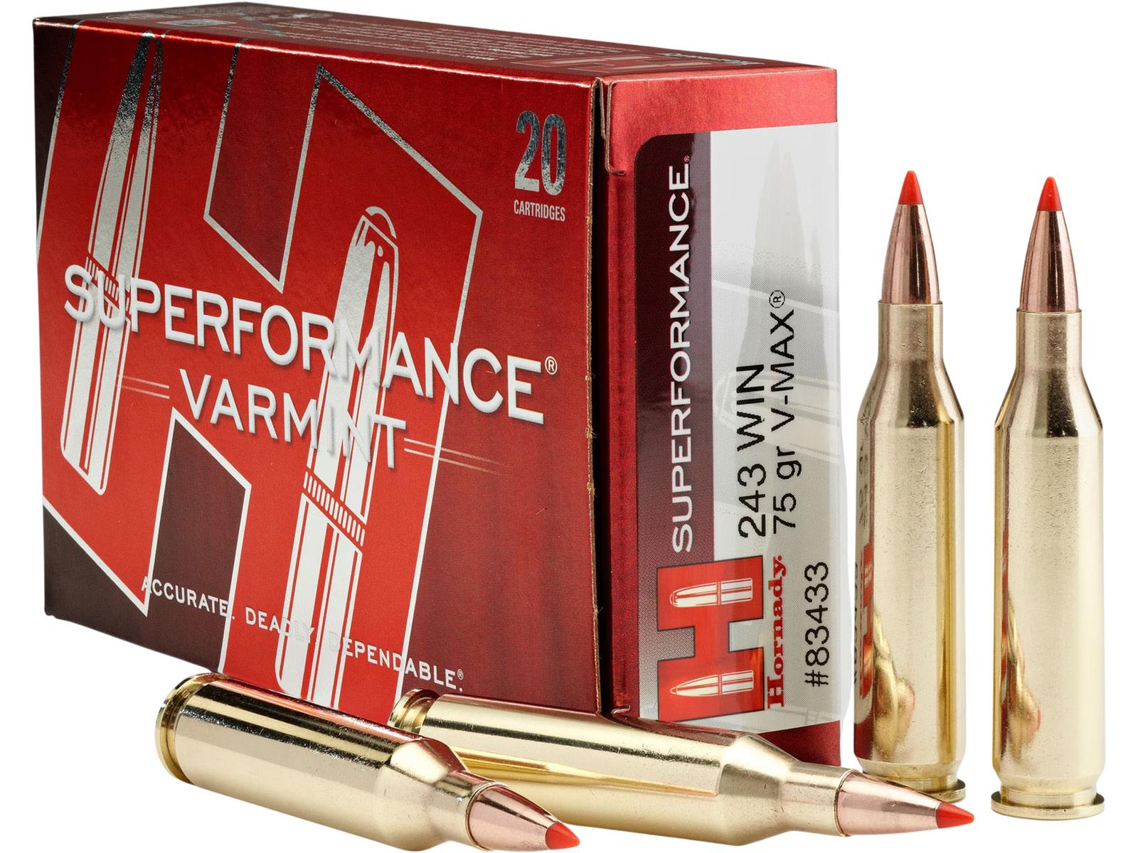 Hornady 80411 Superformance  243WSSM 75gr V-Max 20 Per Box/10 Case