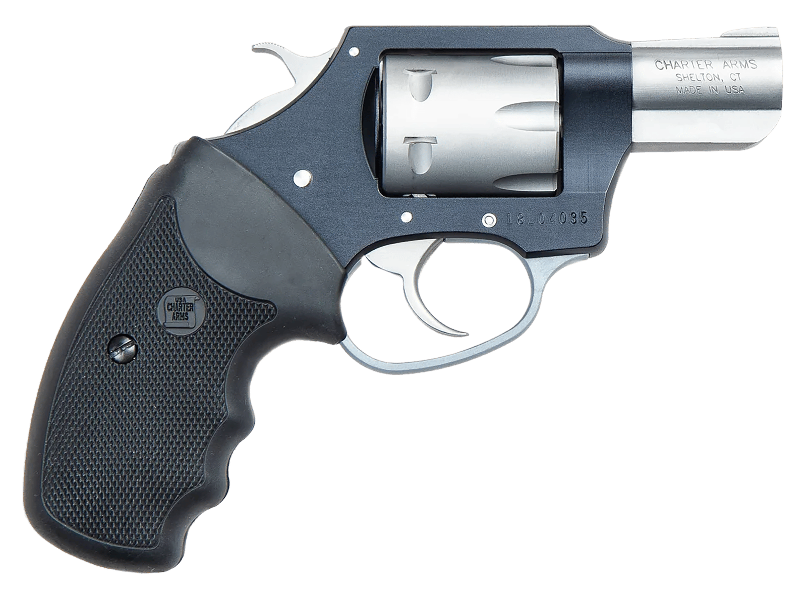 Charter Arms 52370 Pathfinder Lite Small 22 WMR, 8 Shot 2" Matte Stainless Steel Barrel & Cylinder, Aircraft Aluminum Frame w/Black Finger Grooved Rubber Grip, Exposed Hammer