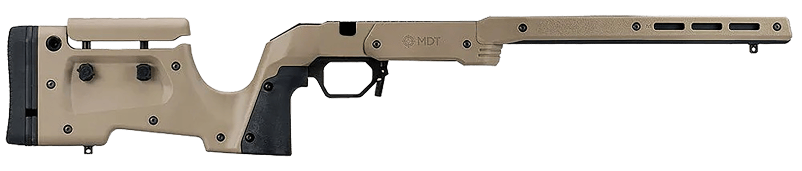 Mdt Sporting Goods Inc 104690FDE XRS Chassis FDE Aluminum Core with Polymer Panels, Adj. Cheekrest, M-LOK Forend, Interchangeable Grips, AICS Mag Compatible, Fits Short Action Howa 1500