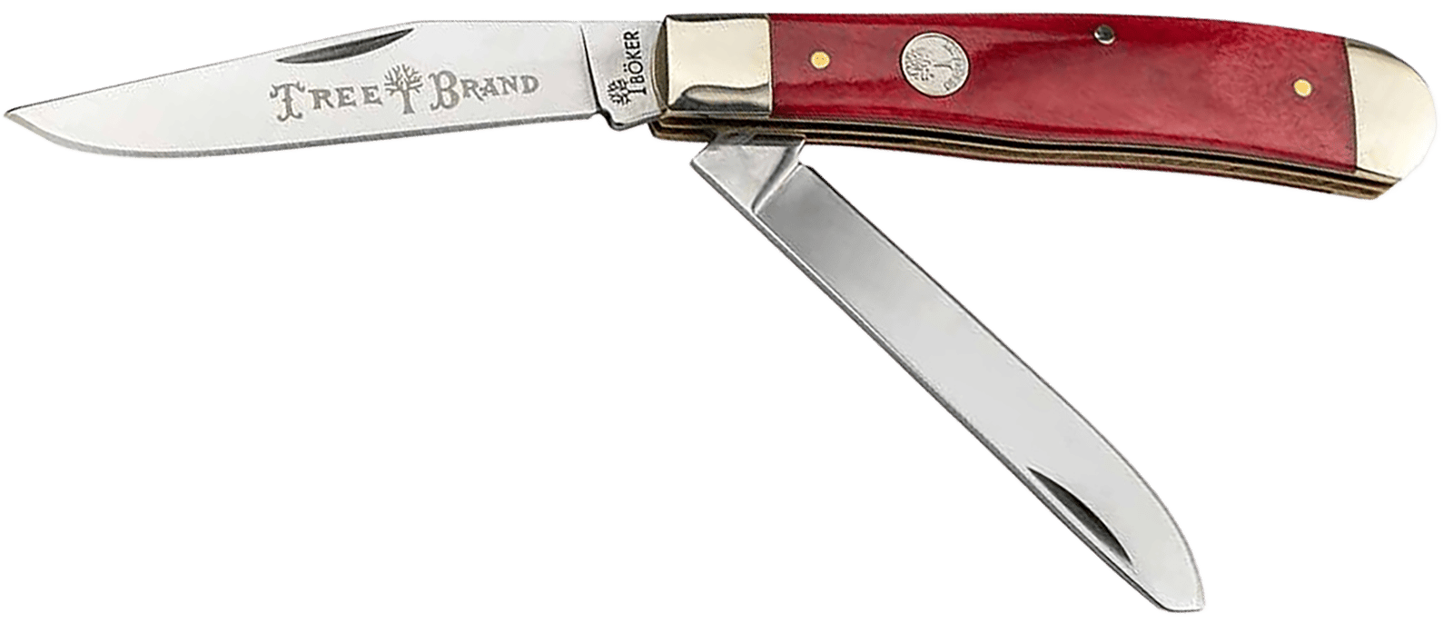 Boker 110830 Trapper  Plain D2 Steel Blade Smooth Red Bone Bone Handle
