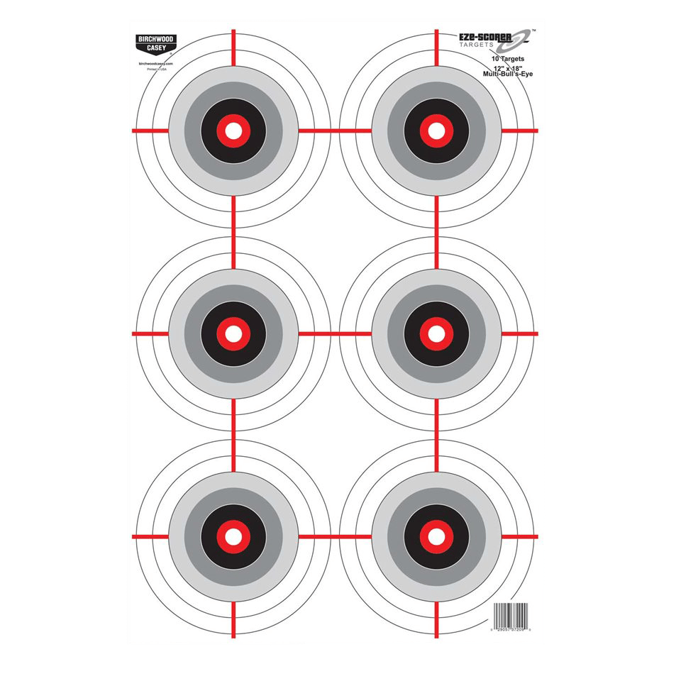 Birchwood Casey 37209 EZE-Scorer  Bullseye Paper Universal 12" x 18" Black/White 10 Pk.