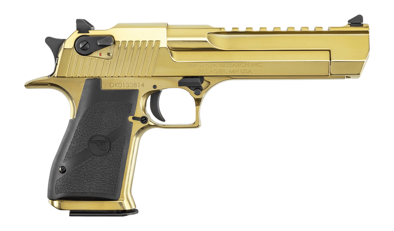 Magnum Research DE50ZNBK Desert Eagle Mark XIX Full Size Frame 50 AE 7+1 6"  Polished Zirconium Nitride Gold w/Black Controls Carbon Steel Picatinny Rail Barrel, Serrated Slide & Frame w/Beavertail, B
