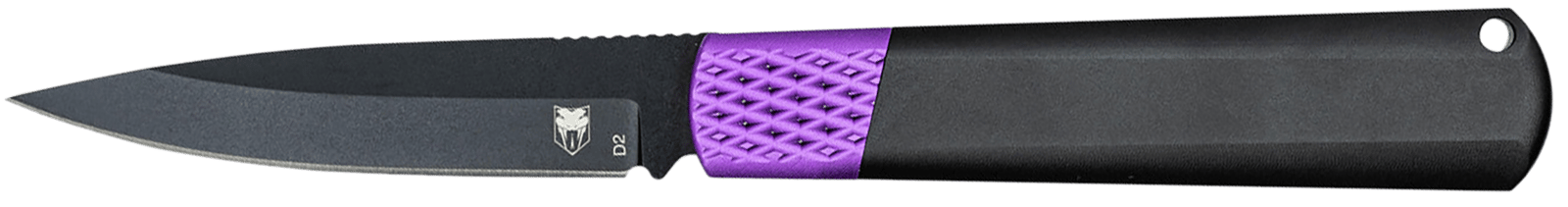 CobraTec Knives CTWOLVERINEBLK Gideon  3" Folding Plain Black Stonewashed D2 Steel Blade, 4.25" Black/Purple Aluminum Handle