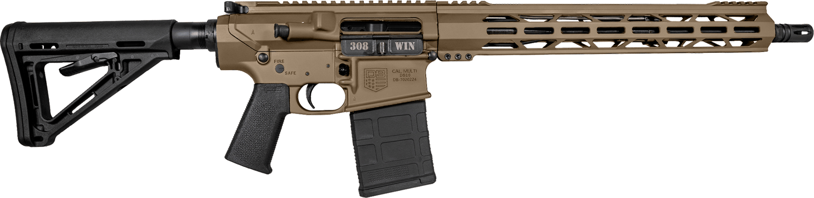 Diamondback DB1018C061 DB10  308 Win 16" 20+1 Flat Dark Earth Magpul MOE Carbine Stock Black Magpul MOE-K Grip 15" M-Lok