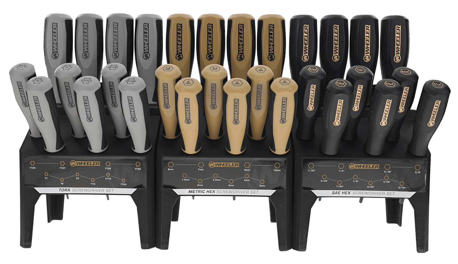 Wheeler 4002882 Hex/Torx Benchtop Screwdriver Set Rubber Handle 30 Pieces