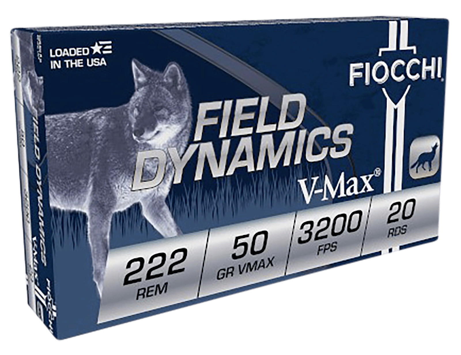 Fiocchi 222HVA Field Dynamics  222Rem 50gr Hornady V Max 20 Per Box/10 Case