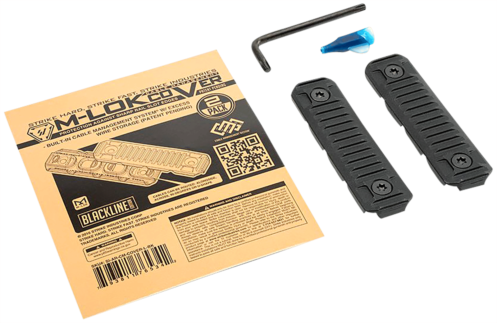 Strike Industries AR-CM-COVER-L-BK Cable Management Cover Long 3.14"L Black Polymer for M-Lok
