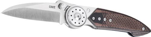 CRKT WALKER 2.93" PLAIN EDGE FOLDER SS/WOOD BLADE BTN LOCK!