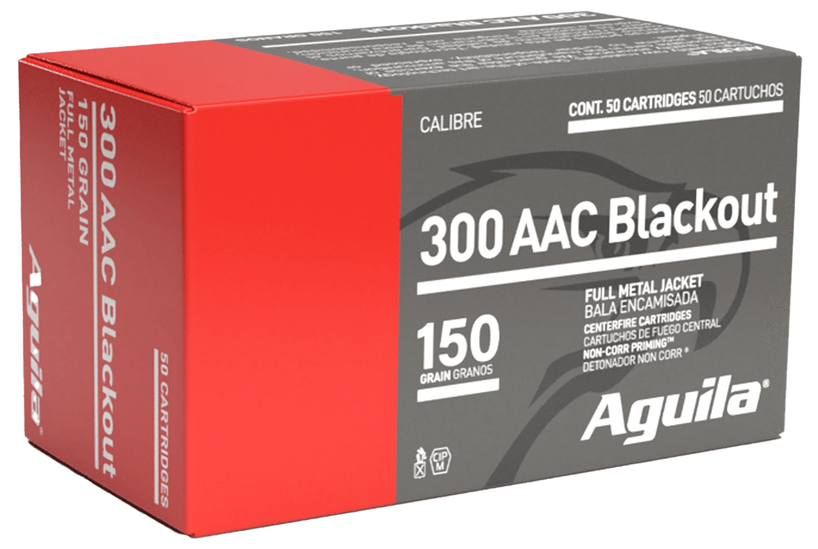 Aguila 1E300110   300Blackout 150gr Full Metal Jacket Boat Tail 50 Per Box/20 Case