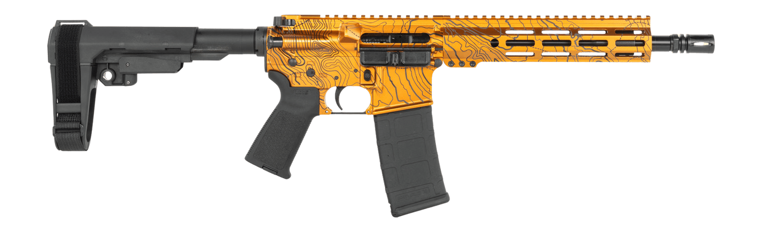 Shark Coast Tactical SCC07329TOPOR-P Topography  5.56 NATO 30+1 10.50" Black Nitride Threaded Barrel, Aluminum Receiver w/Picatinny Rail, M-LOK Handguard, Polymer SB Tactical SBA3 Brace, Polymer Grip