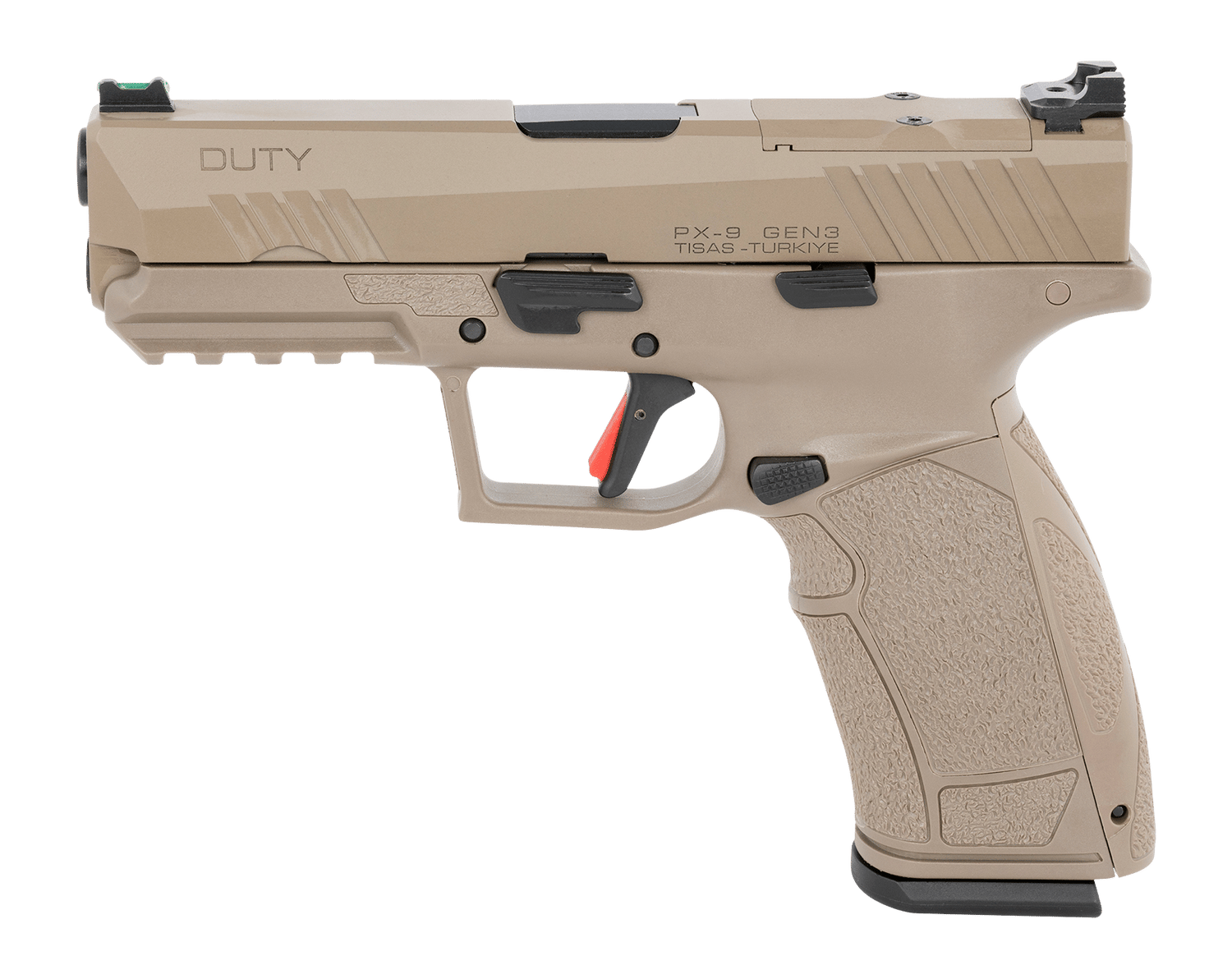 Tisas Arms 15000105 PX-9 Gen3 Duty 9mm Luger 20+1 4.12" Flat Dark Earth Carbon Steel Optic Ready/Serrated Slide, Flat Dark Earth Polymer Frame w/Picatinny Rail, Rubber Grip, RMR Footprint