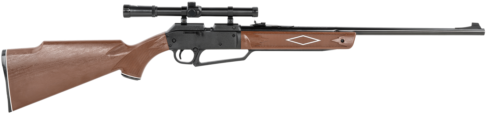 Daisy 992880603 Powerline 880 Pump Pneumatic 177 1 Pellet/50 BB Shot Molded w/Checkering & Woodgrain Black Receiver Powerline Fixed Monte Carlo Stock
