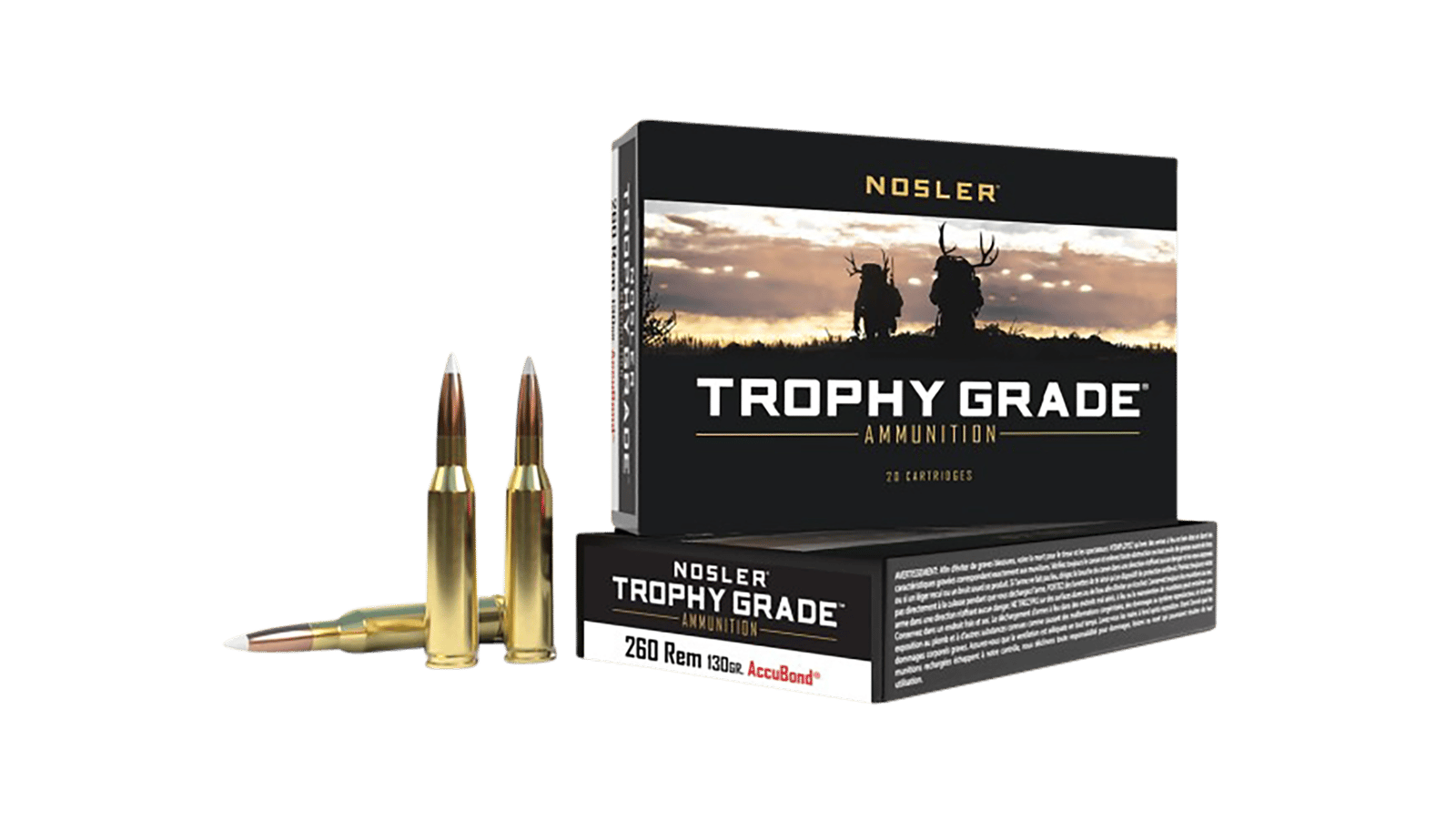 Nosler 60024 Trophy Grade  260Rem 130gr Nosler AccuBond 20 Per Box/10 Case