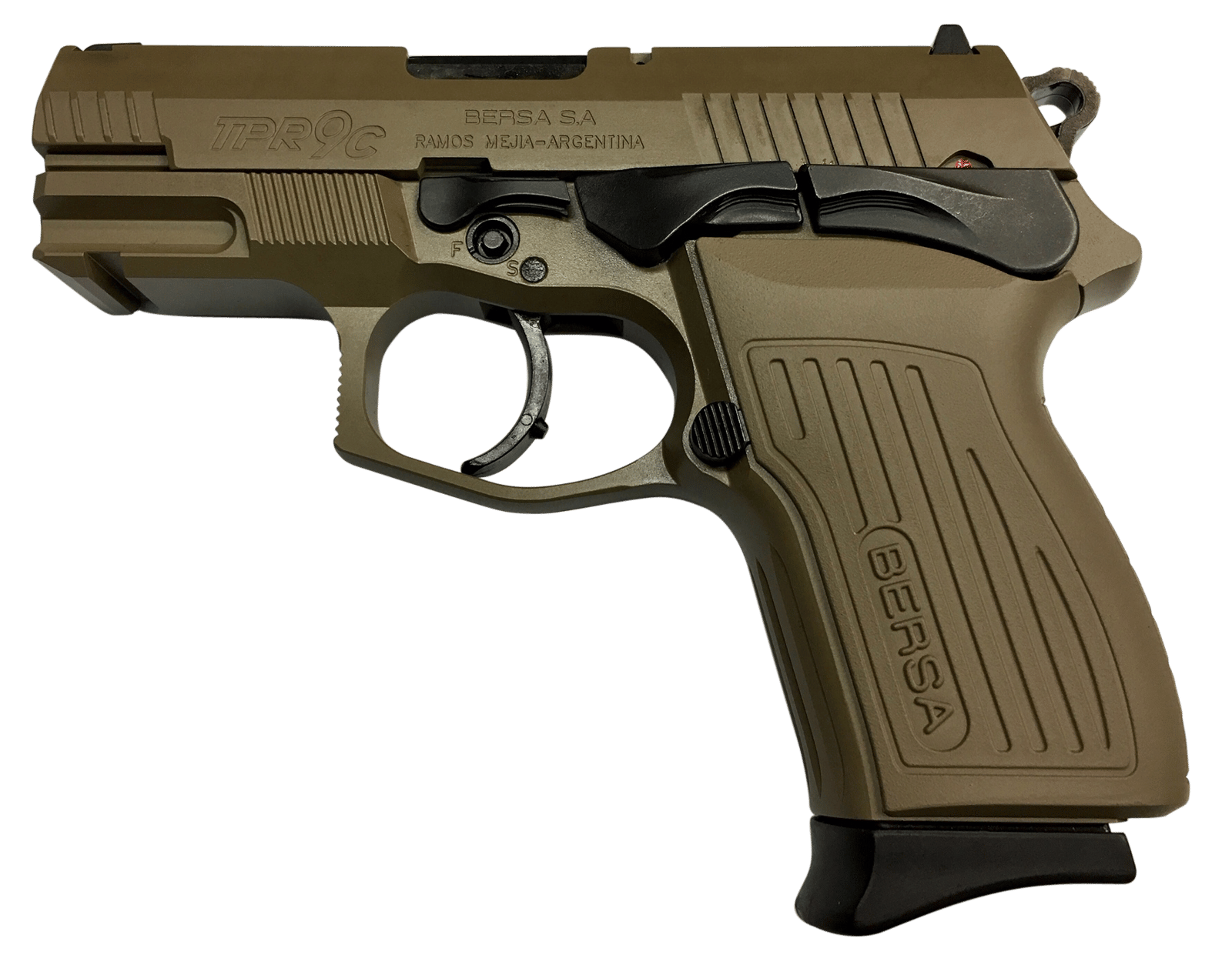 Bersa TPR9CFDE TPRC  Sports South Exclusive 9mm Luger 13+1, 3.50" Black Steel Barrel, Flat Dark Earth Serrated Steel Slide & Aluminum Frame w/Picatinny Rail, Ambidextrous