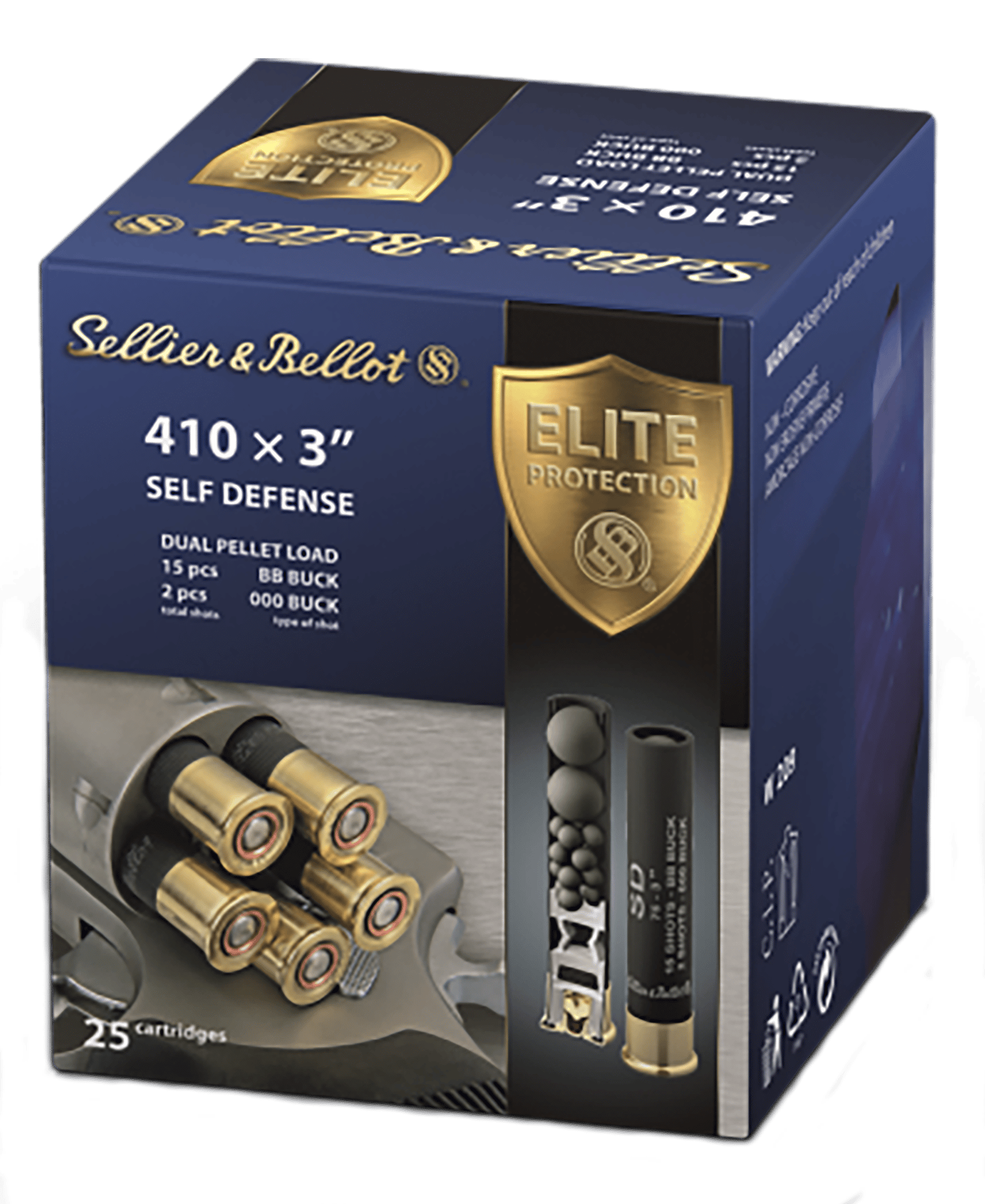 Sellier & Bellot SB410SDB Self Defense  410Gauge 3" 15Pellets 11/16oz 000Buck Shot 25 Box/20 Case
