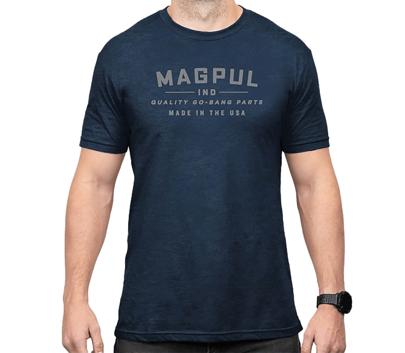 Magpul MAG1112-410-S Go Bang Parts  Navy Heather Cotton/Polyester Short Sleeve Small