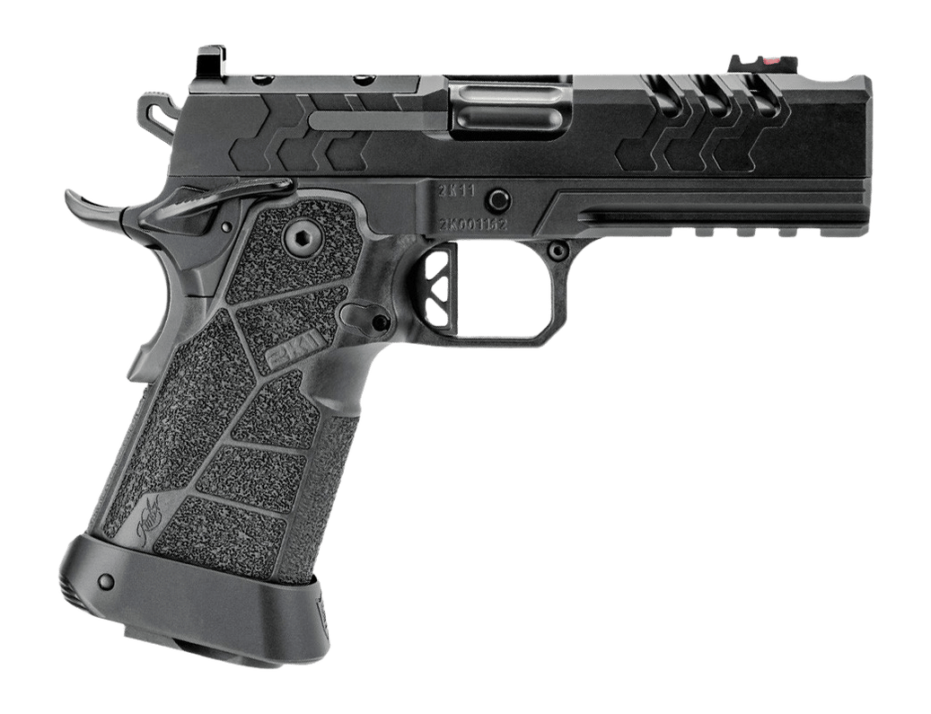Kimber Mfg, Inc 3500105 2K11 Pro Comp Full Size Frame 9mm Luger 19+1 5" Compensated Barrel, Black Stainless Steel Lightening Cut/Optic Ready/Serrated Slide, Black Stainless Steel Frame w/Beavertail &