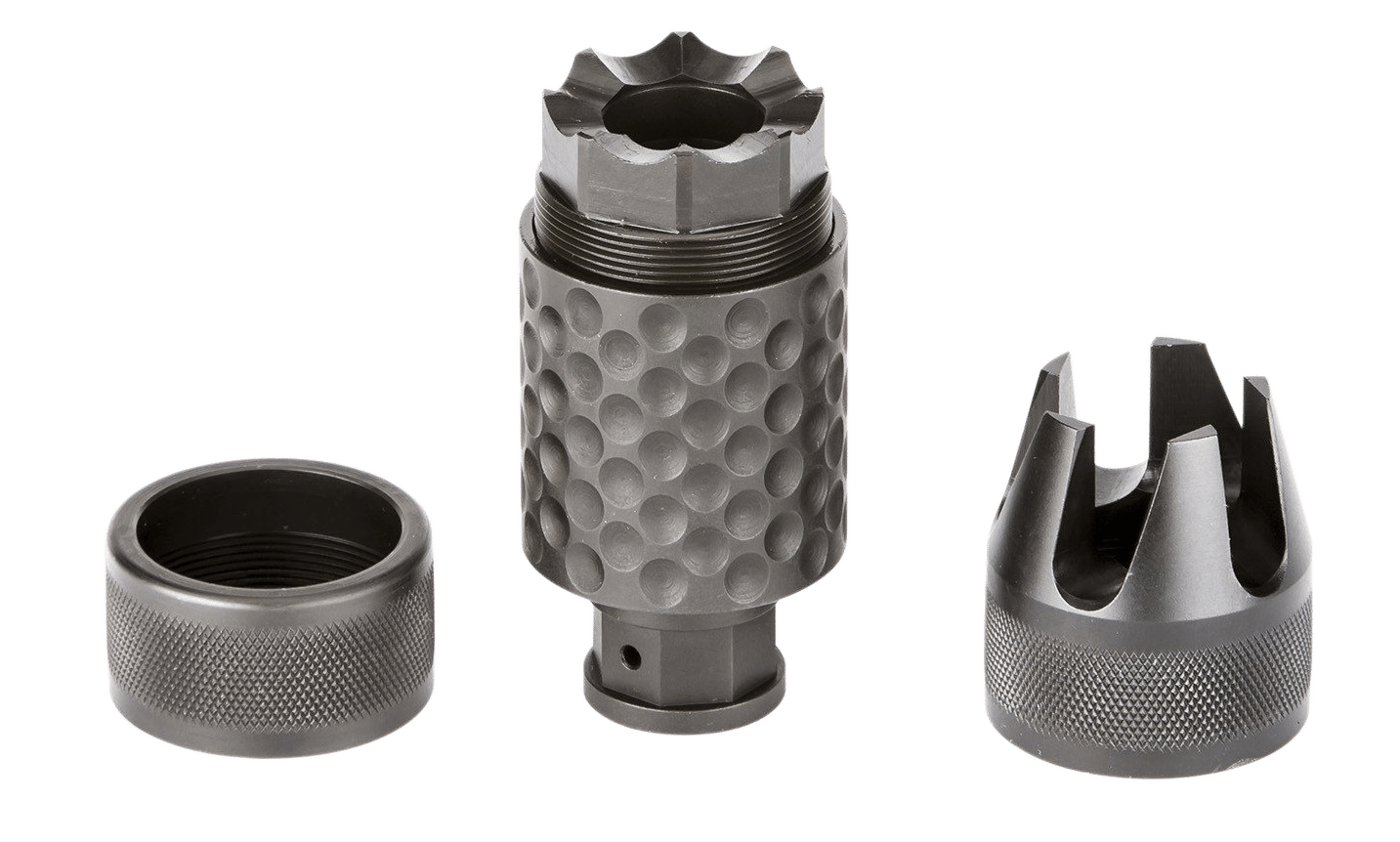 Spikes Tactical SAKB0200 Barking Spider2 Muzzle Brake Black Nitride 4140 Chromoly Steel with 5/8"-24 tpi Threads, 3.75" OAL & 1.40" Diameter for 30 Cal