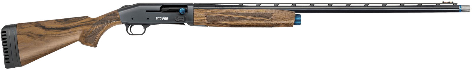 Mossberg 85147 940 Pro Sporting Full Size 12 Gauge Semi-Auto 3" 4+1 30" Gloss Blued Vent Rib Barrel, Tungsten Gray w/Blue Accents Stainless Steel Receiver, Adjustable Walnut Stock, Right Hand