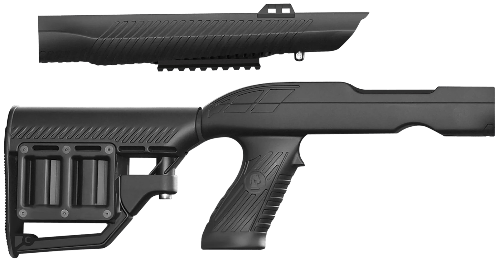 ADAPTIVE TACTICAL AT02020 Tac-Hammer RM4 Black Synthetic, Adjustable Stock with Magazine Compartments, Stowaway Accessory Rail, Fits Ruger 10/22 Takedown (Factory Tapered Barrel)