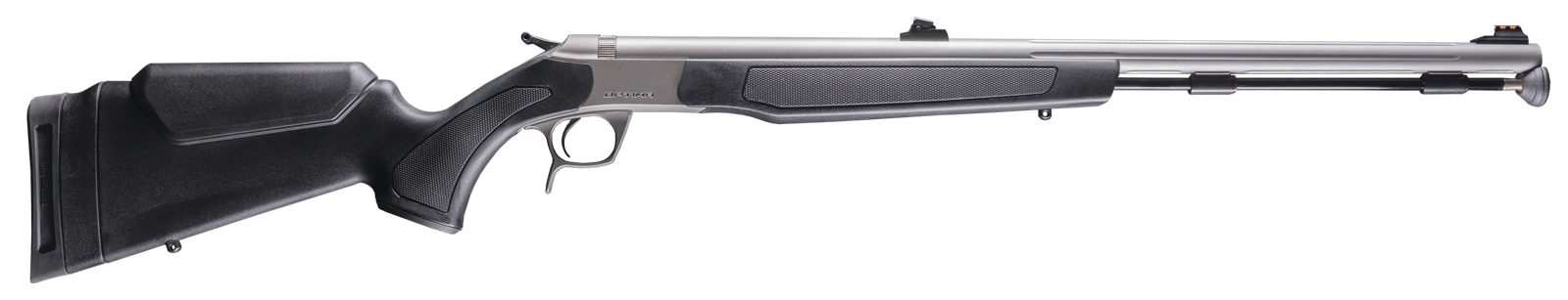 CVA PR2050S Optima  50 Cal 26" Stainless Fluted Barrel, Drilled & Tapped Stainless Steel Receiver, Fixed Black Synthetic Stock, Fiber Optic Sights