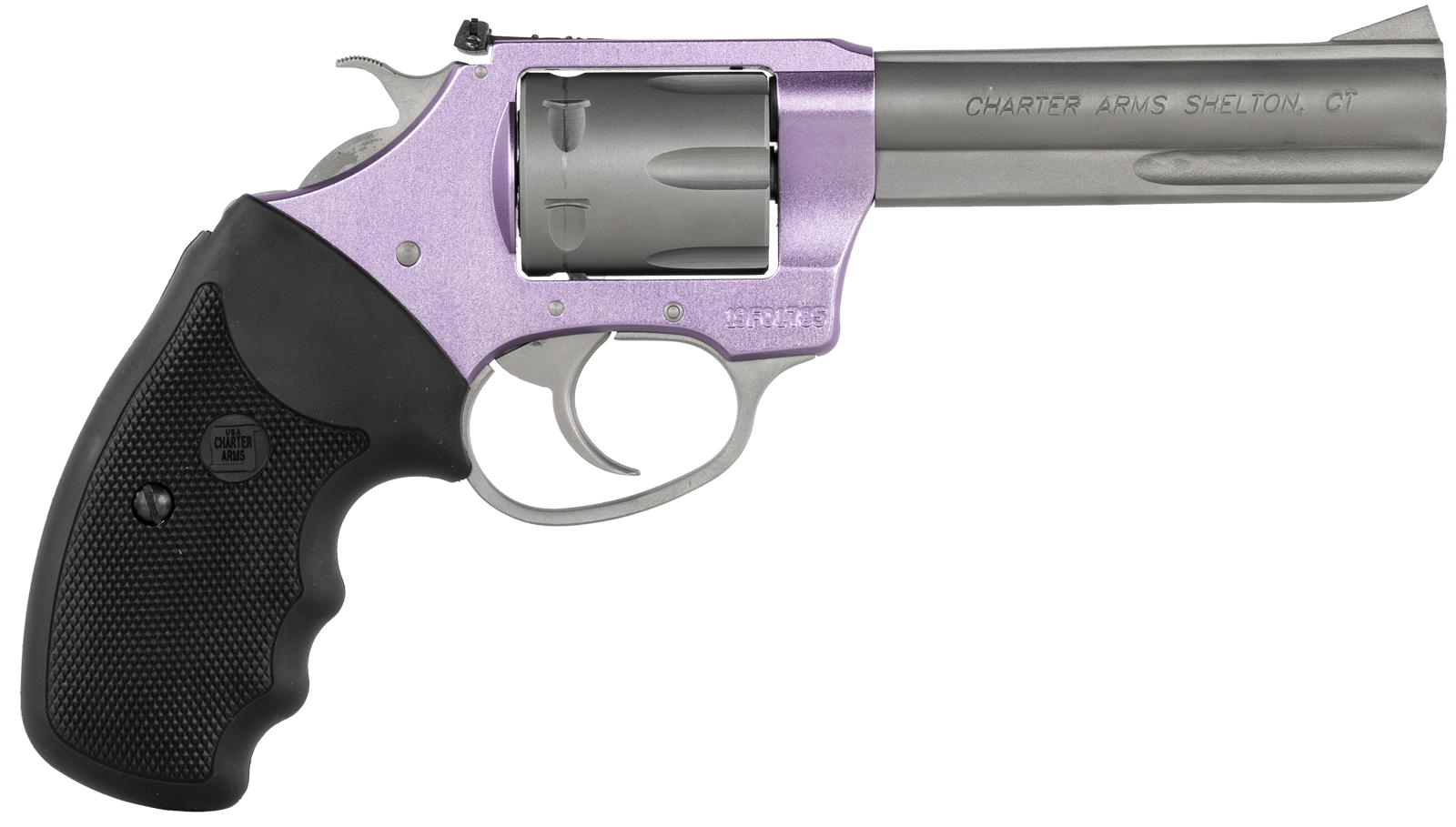 Charter Arms 52242 Pathfinder Lite 22 LR 8rd 4.20" Matte Stainless Stainless Steel Barrel, Lavender Aluminum Frame, Matte Stainless Cylinder, Black Finger Grooved Rubber Grip, Exposed Hammer