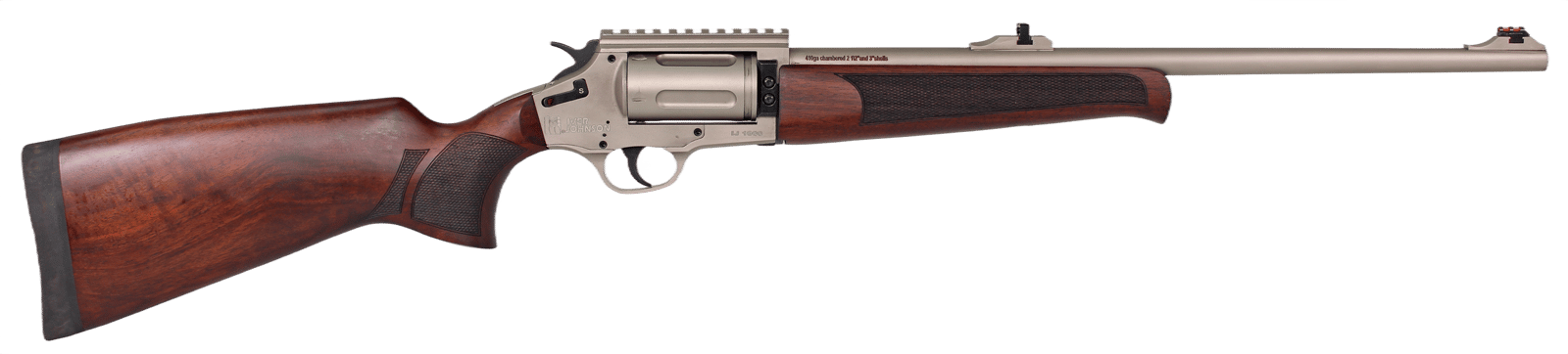 Iver Johnson Arms IJ1000SN IJ1000 410 Gauge 5rd 20" Overall Satin Nickel, Receiver w/Picatinny Rail, Walnut Fixed Stock