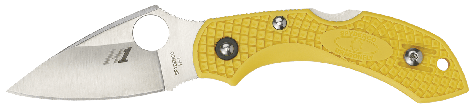 Spyderco C28SYL2 Dragonfly 2 Salt 2.25" Folding Clip Point Serrated H1 Steel Blade Yellow Bi-Directional Texturing FRN Handle Includes Pocket Clip
