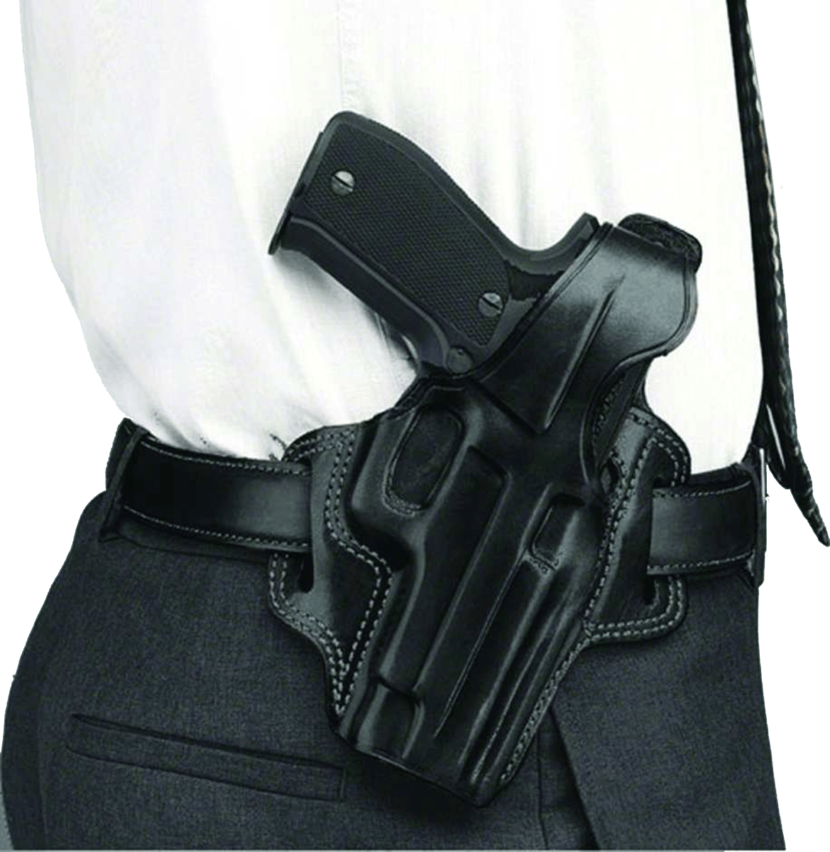 Galco FL104B Fletch  OWB Black Leather Belt Slide Fits Ruger GP100 Fits S&W L Frame Right Hand