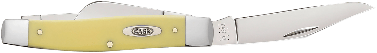 Case 00203 Stockman  Large Folding Clip Point/Spey Plain Tumble Polish Carbon Steel Blade/Smooth Yellow Synthetic Handle