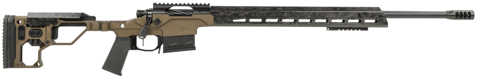 Christensen Arms 8010300900 Modern Precision  6.5 Creedmoor 22" Threaded Carbon Fiber Barrel 5+1, Black Nitride Finish, Desert Brown Anodized Folding Stock, Polymer Grip