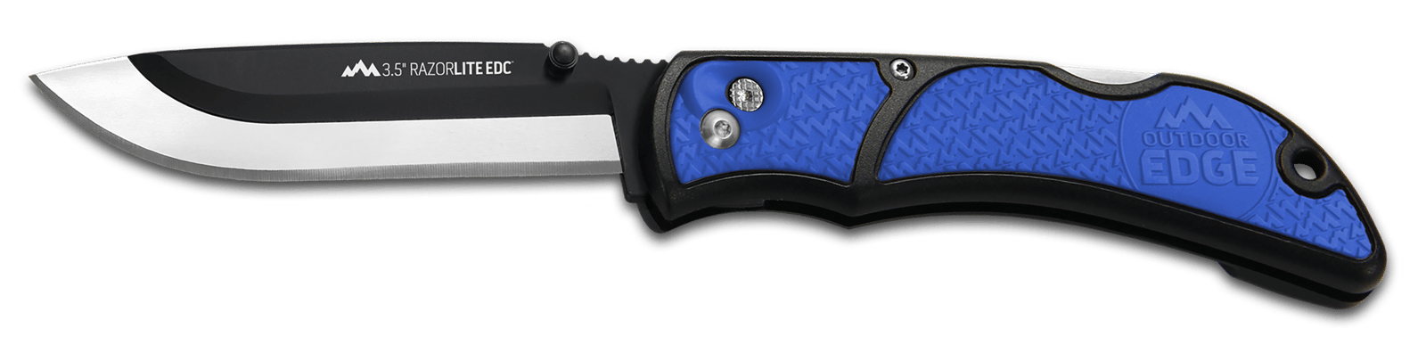 Outdoor Edge RLU40C RazorLite  3.50" Folding Drop Point Tanto Plain 420J2 SS Blade Black/Blue Polymer Handle
